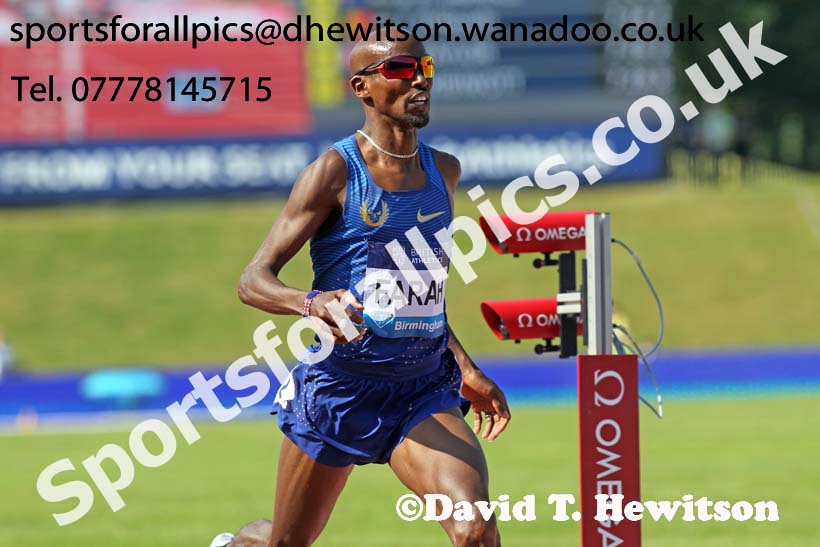 Mo Farah (GB) wins the mens 3000 metres, IAAF Diamond League, Birmingham. Photo: David T. Hewitson/Sports for All Pics